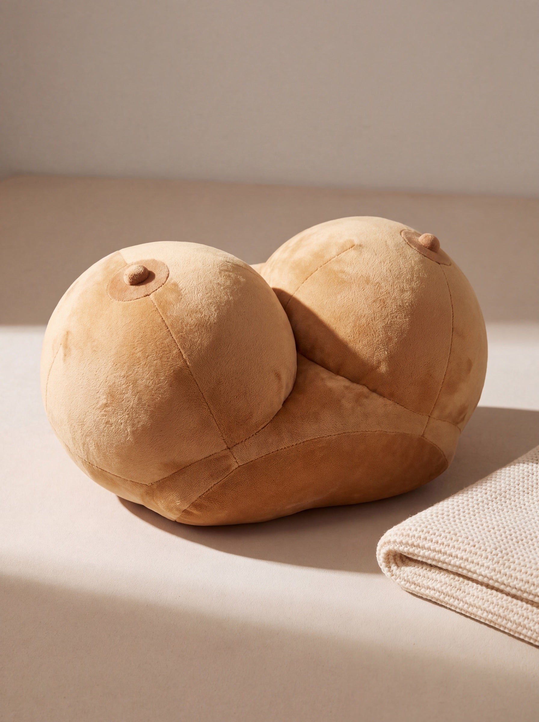 Snooze Squish pillow at an angle, showing the plush texture and stitched seams
